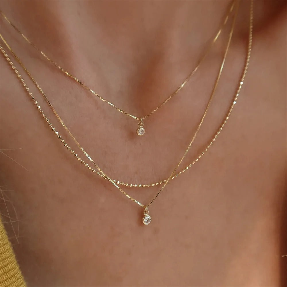 Multi- Layered Geometric Venice Chain Necklace