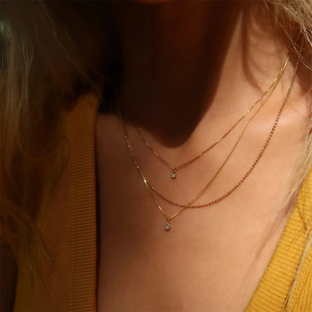Multi- Layered Geometric Venice Chain Necklace