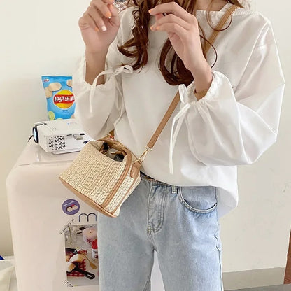 Woven Bucket Crossbody Bag