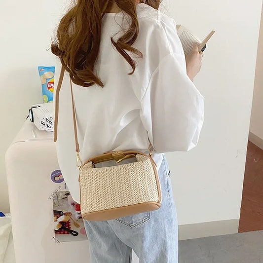 Woven Bucket Crossbody Bag