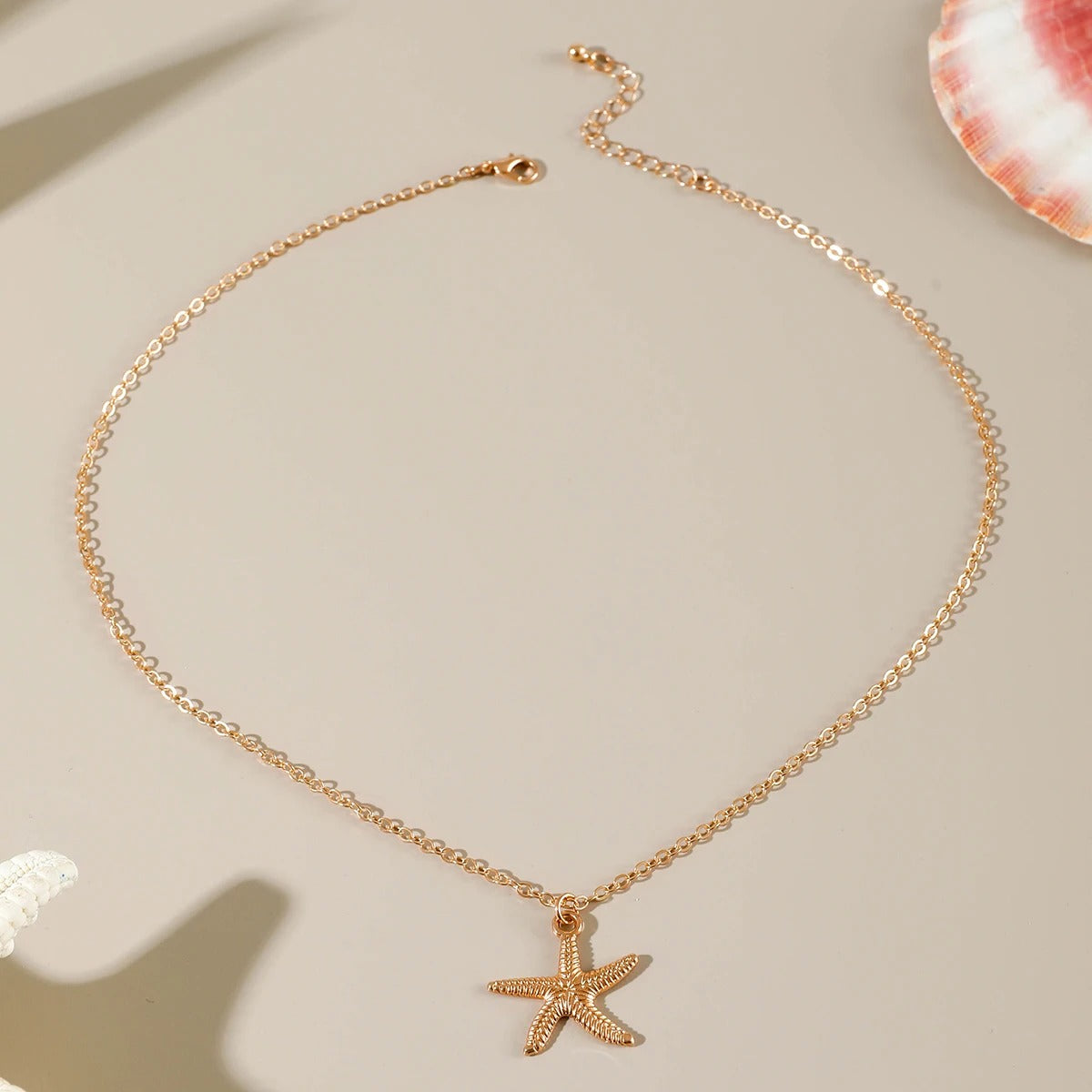 Tocona Bohemia Starfish Shell and Flower Pendant Necklace